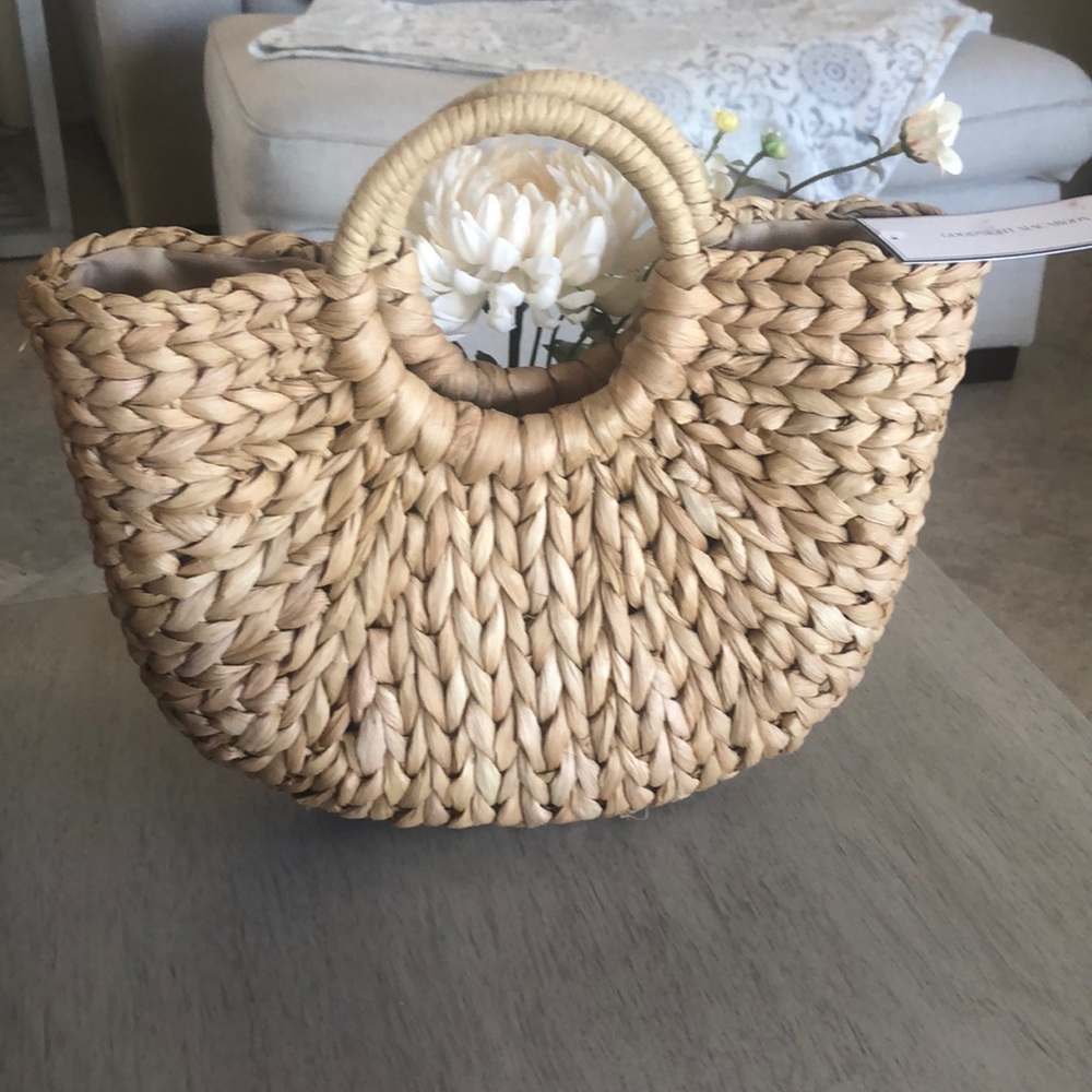 ‘Madison’ Rattan Half Moon Bag